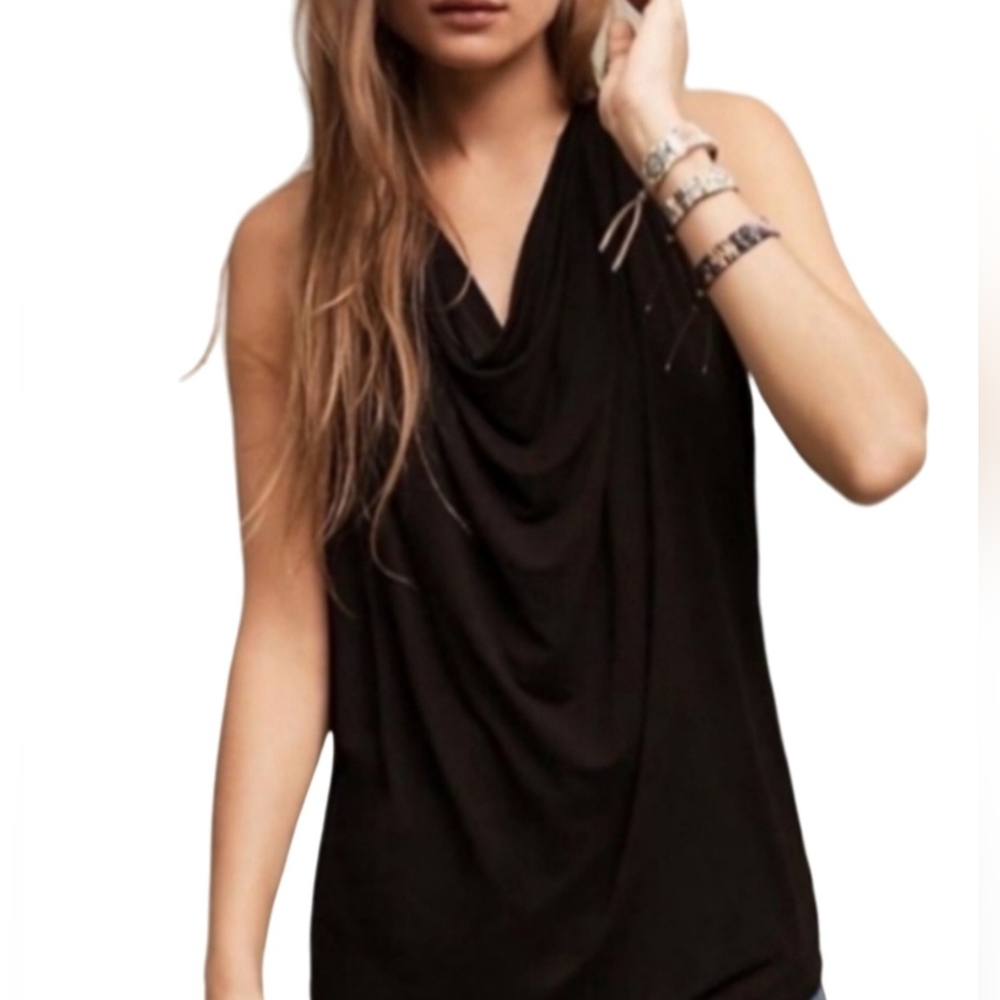 Michael Kors Draped Neck T Shirt Size: XS Black